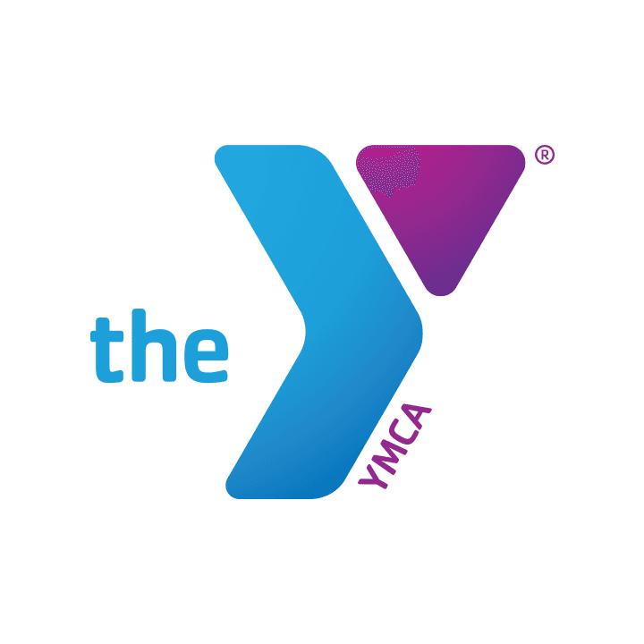 YMCA logo in blue and purple.